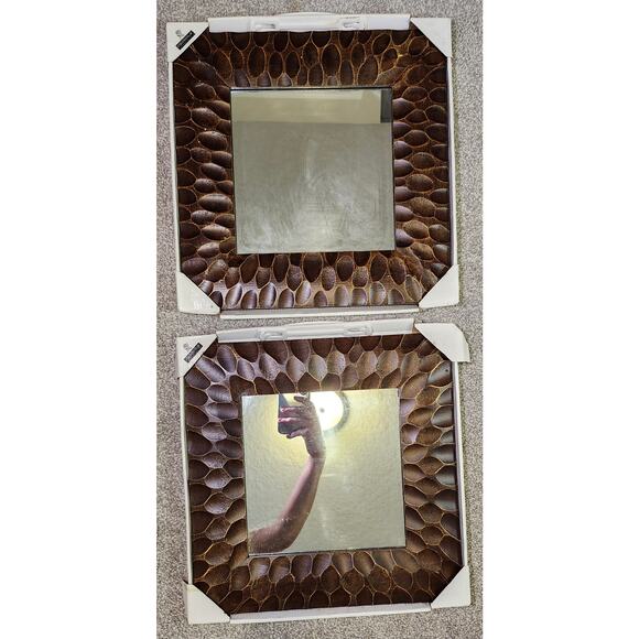 Tribal Mirrors Home or Office Rustic Décor in the Box 13 in x 13 in - Set of 2 - Picture 1 of 7
